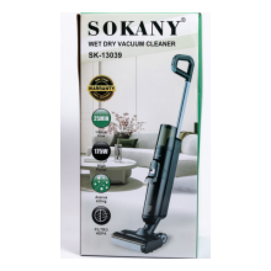 Пылесос на аккумуляторе 175Вт моющий для сухой и влажной уборки Sokany, SK-13039
