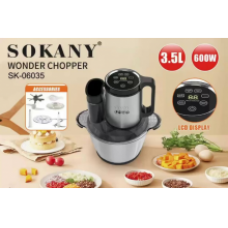 Багатофункціональний подрібнювач-блендер Sokany SK-06035, 3.5 л, 600 Вт, LCD-дисплей, 6 в 1