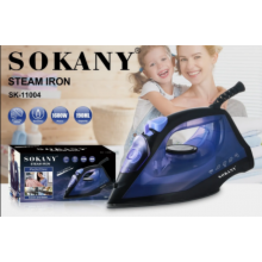 Паровой утюг Sokany SK-11004, 1600 Вт, с керамической подошвой