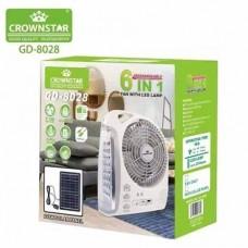 Вентилятор портативний GD-8028 (6в1, 8", сонячна панель, Bluetooth, радіо, LED, 5500 мАг)