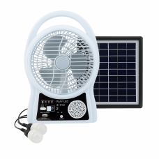 Вентилятор портативний N288 (8", сонячна панель, радіо, Bluetooth, LED лампи, USB, 5500 мАг)