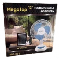 Вентилятор портативний Megatop MG-008 (12", сонячна панель, LED, USB, 4500 мАг, автообертання)