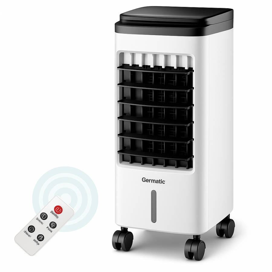 Охладитель воздуха Germatic SK-001J (120 Вт, 5.5 л, сенсор, пульт, лёд, автовращение, на колёсах)
