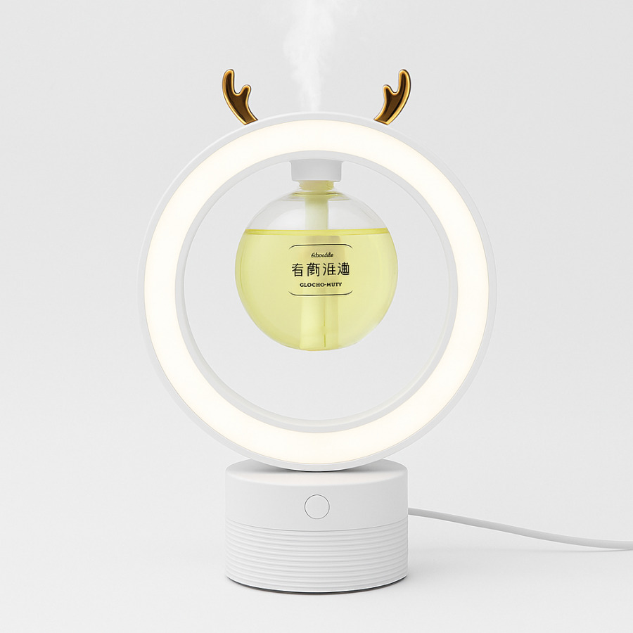 Увлажнитель воздуха и ароматизатор с подсветкой-кольцом (USB, декоративный, ручное управление)