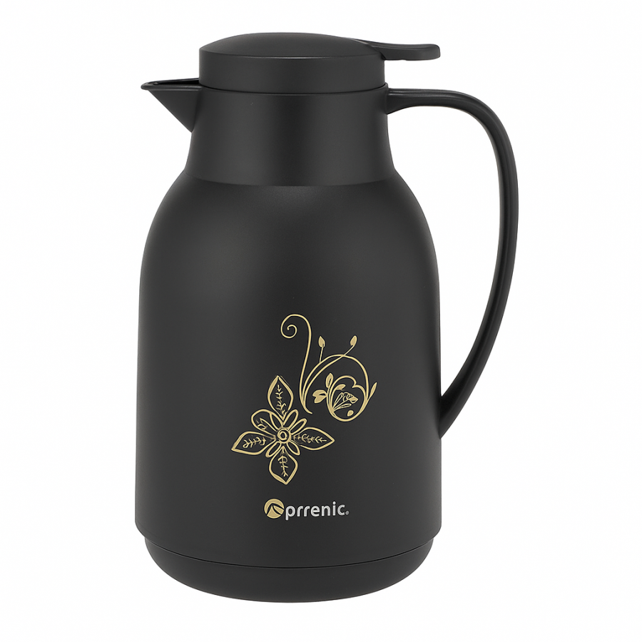 Термос-кувшин DS-200 (2 л, пластиковый корпус, красное стекло, чёрный, для чая и кофе)