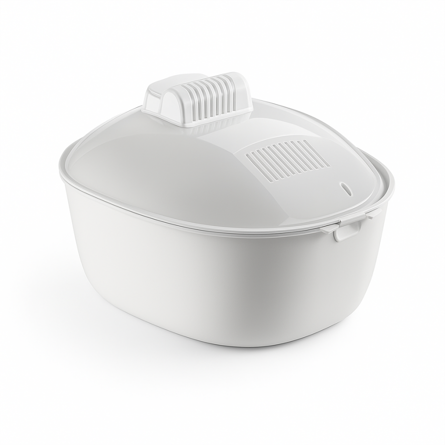 Контейнер для разморозки продуктов с крышкой (вентиляционные отверстия, пищевой пластик, прямоугольная форма)