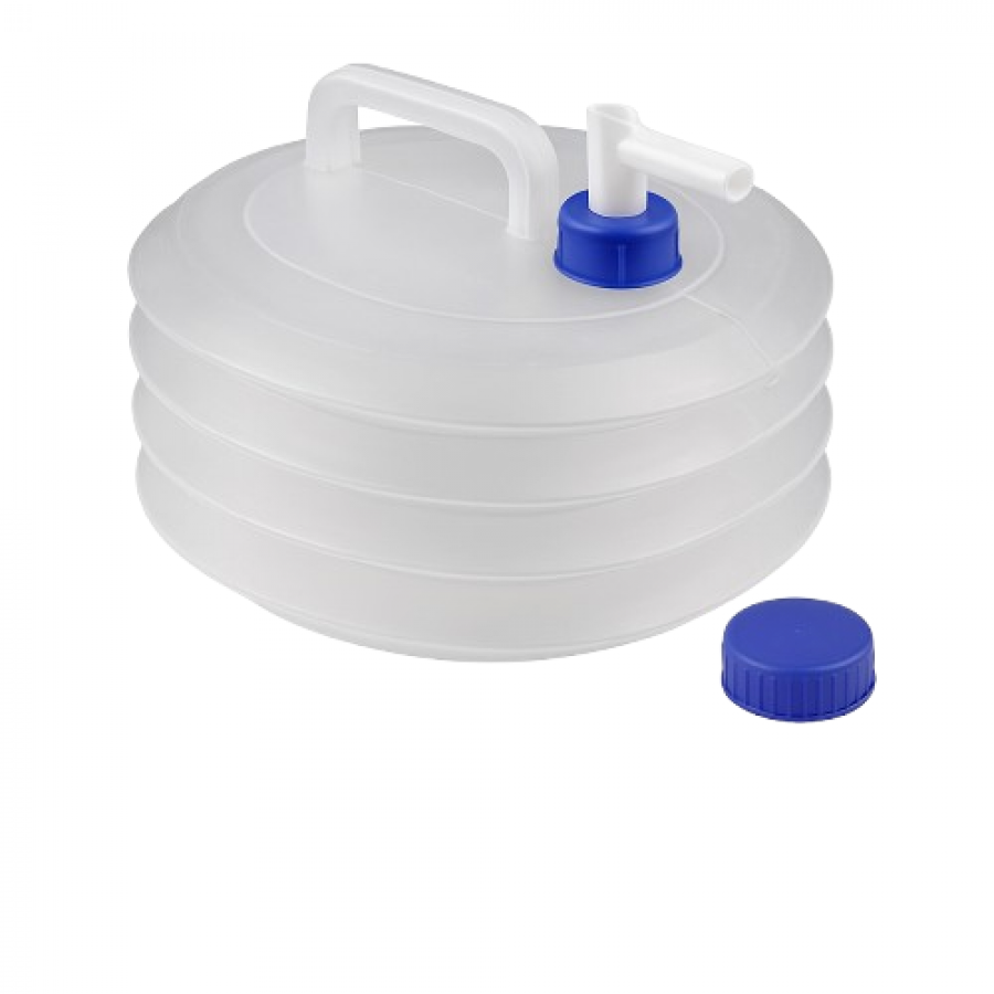 Складана каністра для води 15 л (з ручкою та краном, компактна, харчова пластмаса)