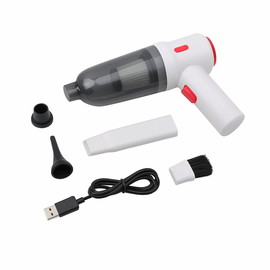 Портативний пилосос MINI Vacuum cleaner 223-69/JB-108 з USB живленням та насадками для авто та будинку