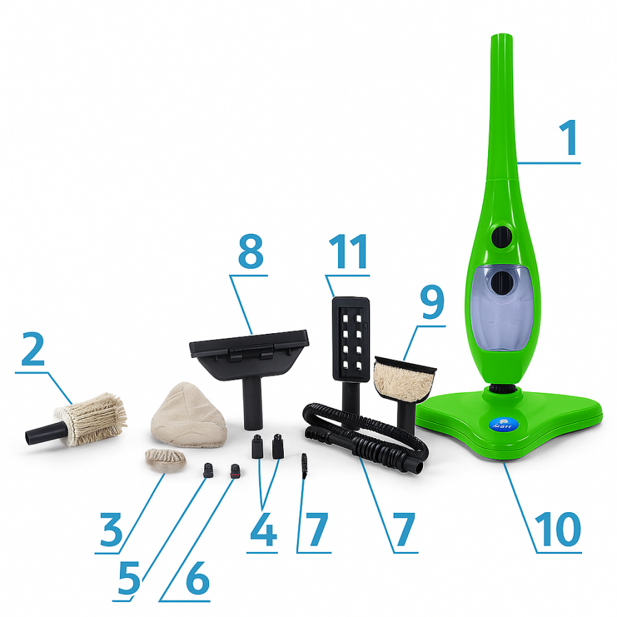 Паровая швабра Steam Cleaner X5 MOP 5 в 1 H2O с насадками, отпариватель и пароочиститель