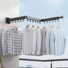 Настінна складана вішалка-сушарка SKLM-2, металева, 124 см, 12 гачків, для балкона та ванної