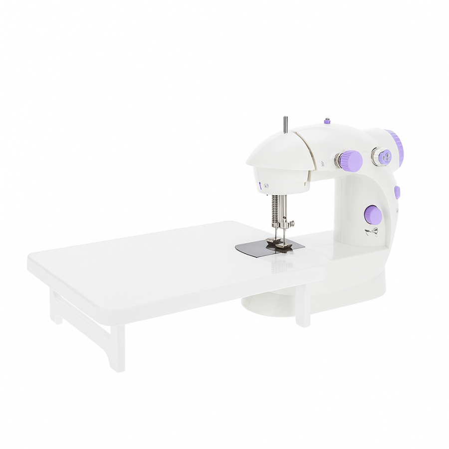 Мини швейная машинка SM-202 с расширительным столиком 30130 — 2 скорости, питание от сети и батареек, компактная