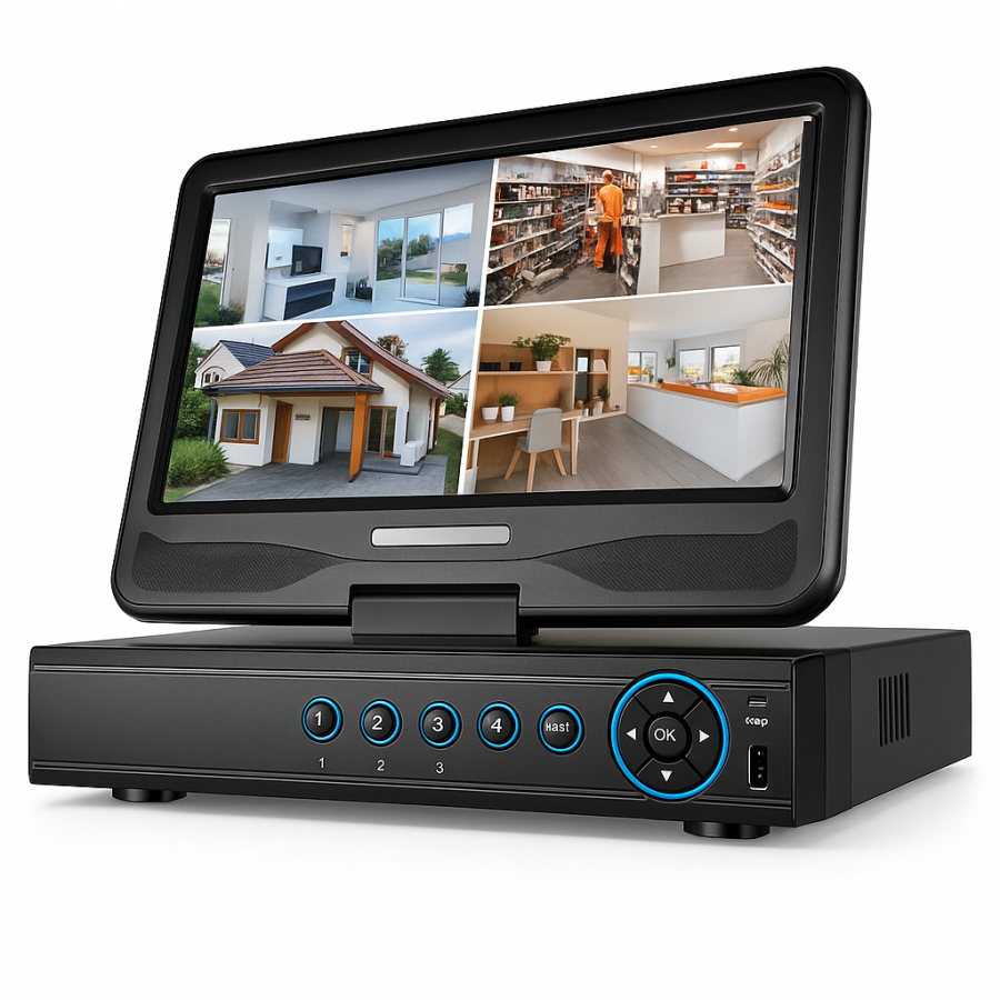 Відеореєстратор з монітором 10" 4CH - система відеоспостереження для 4 камер