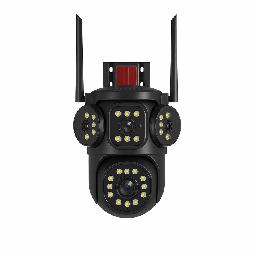 Уличная PTZ WiFi камера видеонаблюдения ZD-0003-WIFI (4 камеры, V380PRO, мигалка, сирена)