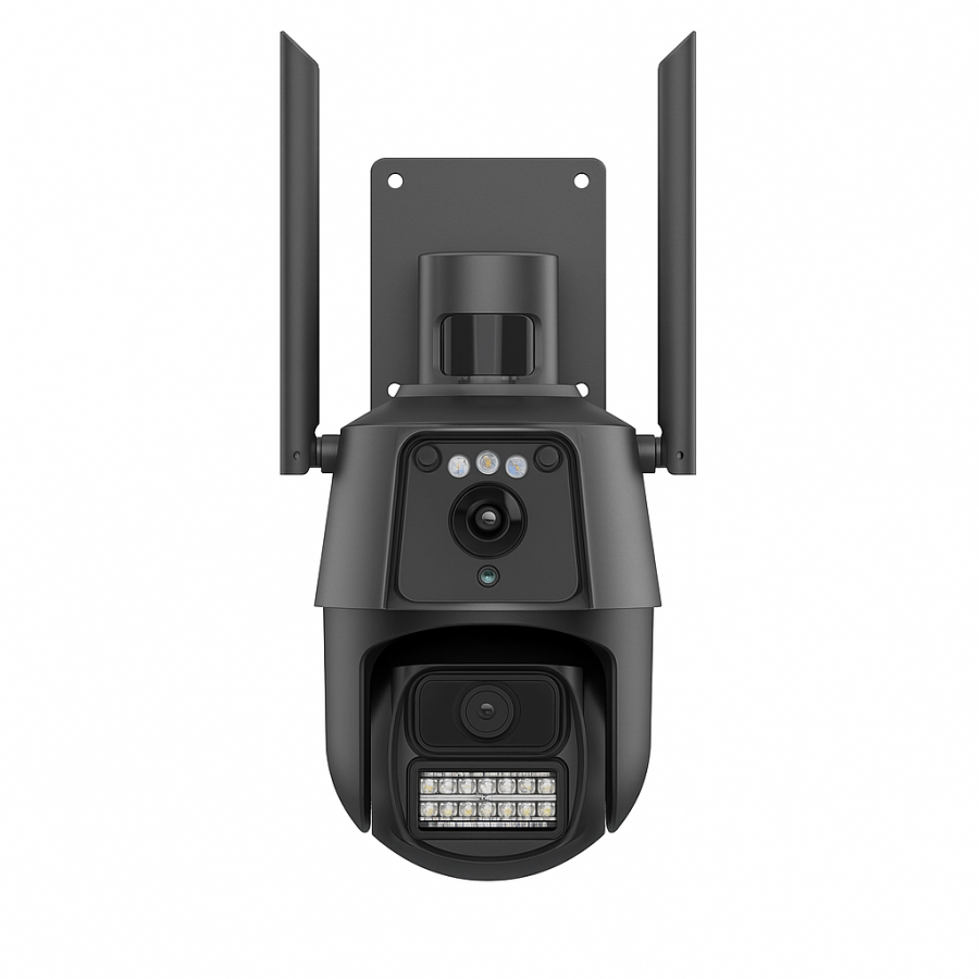Камера відеоспостереження PTZ WiFi P11 (6MP, 3MP+3MP, ICSEE, вулична, з мигалкою)
