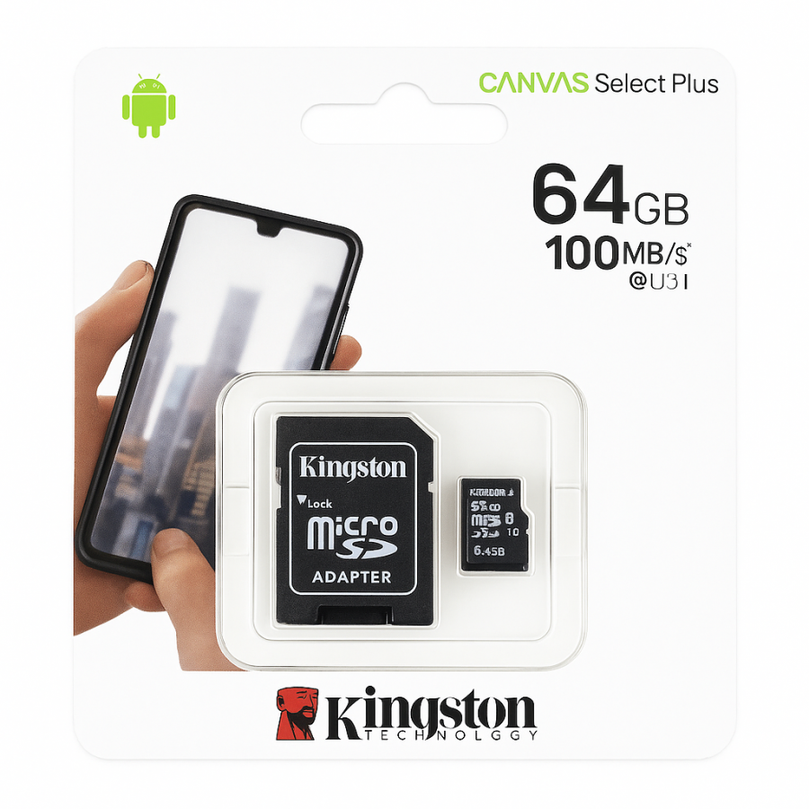 Карта пам'яті microSDHC 64GB Kingston Canvas Select Plus (Class 10, UHS-I, адаптер у комплекті)