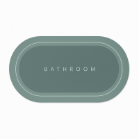 Коврик влаговпитывающий овальный 40×60 см (HOME-MA-3, надпись BATHROOM, зелёно-серый)