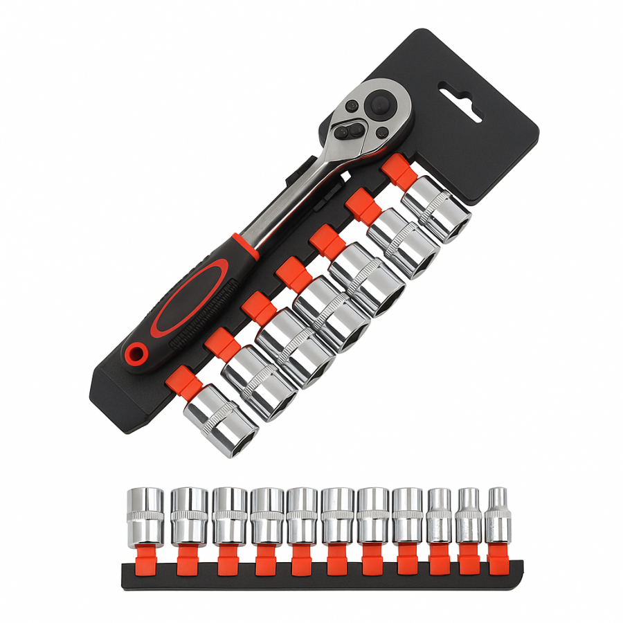 Набір головок з тріскачкою CR-V 3/8" 12 предметів (Socket Set, хром-ванадій, 12 шт.)