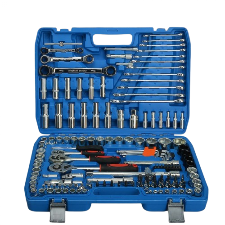Набор инструментов 151 предмет в кейсе (торцевые головки, трещотки, ключи, биты)