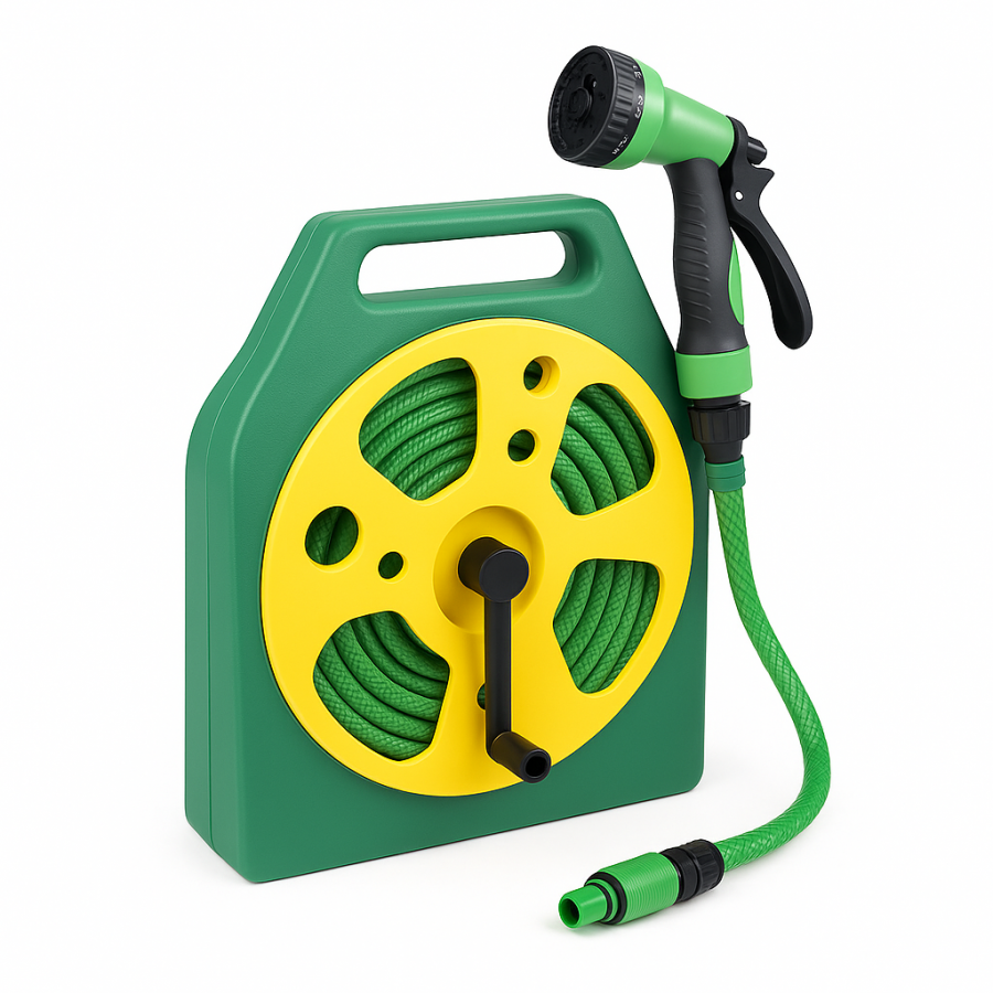 Садовый шланг BSM 20 м в катушке с распылителем (ручная намотка)