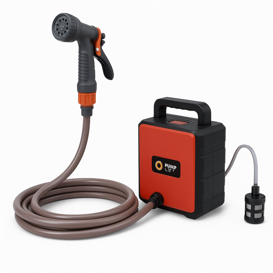 Аккумуляторная помпа для воды Pump-01 (2 аккумулятора, шланг 5 м, глубина забора 3 м, распылитель)