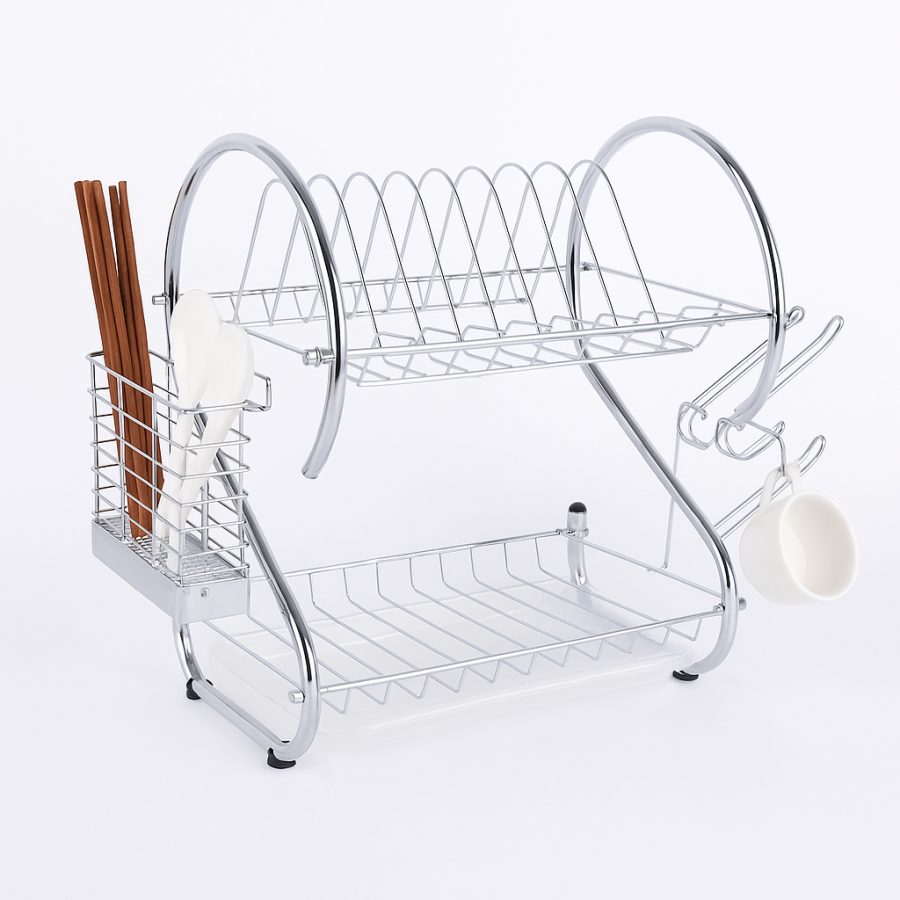 Двоярусна сушарка для посуду SKLM-12, металева, 40 см