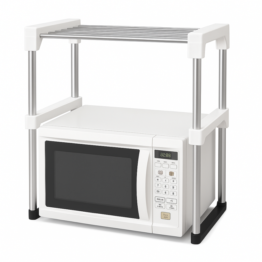 Настільна полиця для мікрохвильової печі 2-ярусна 5897 (метал + пластик)