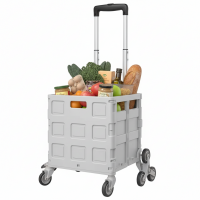 Тележка складная с ручкой YN8823, пластиковая корзина, 8 колес, металлическая рама