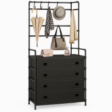 Вешалка с полкой и шкафом для обуви черная SKLM-28 / DXXMJ 6205H металл+пластик