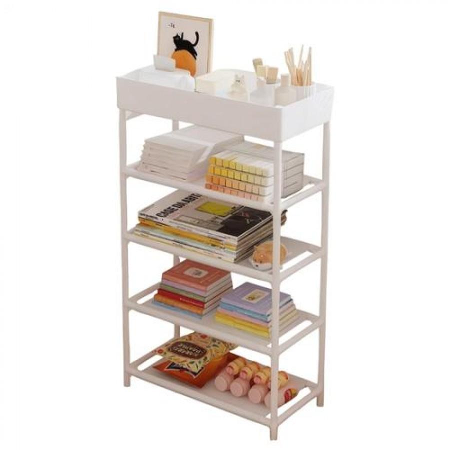 Полка-этажерка SKLM-15 на 5 ярусов (металл+пластик+ткань, 86×39.5×21.5 см)