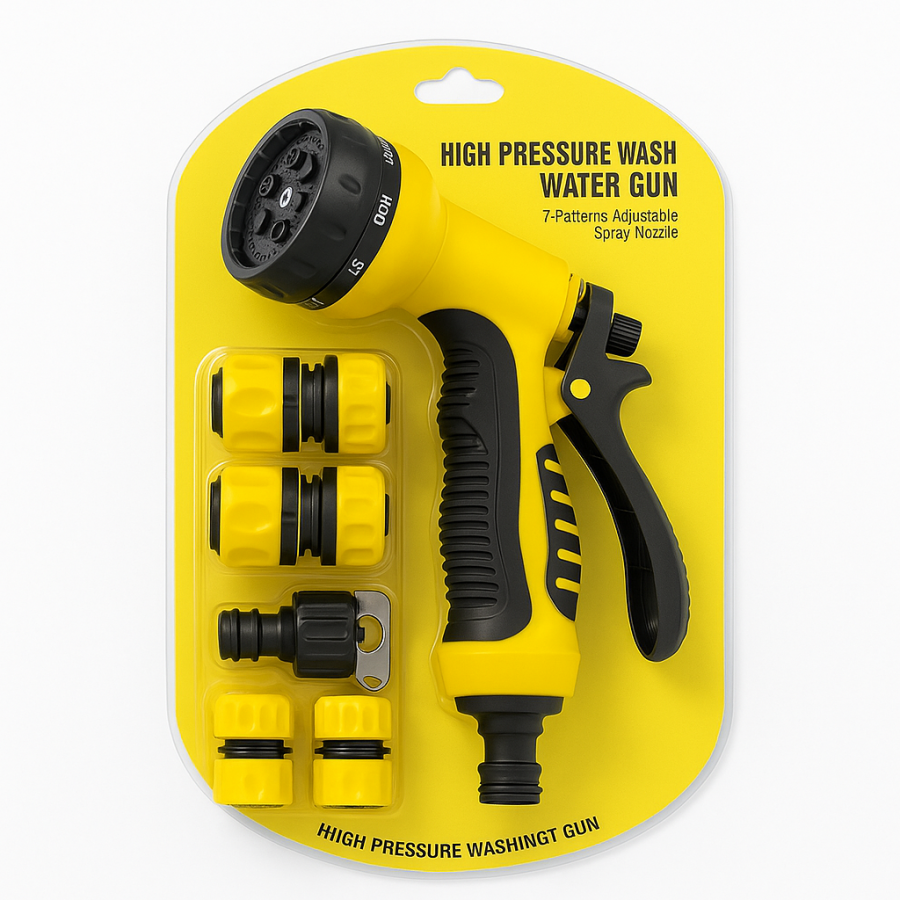Пистолет-распылитель WL707-2 для полива и мойки (жёлтый блистер, 7 режимов, HIGH PRESSURE)