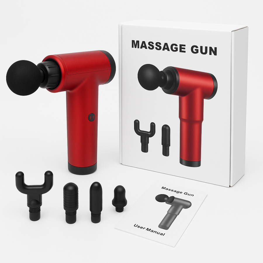 Профессиональный массажёр-пистолет Fascial BG-128 / MG-201 (6 насадок, до 3200 об/мин)