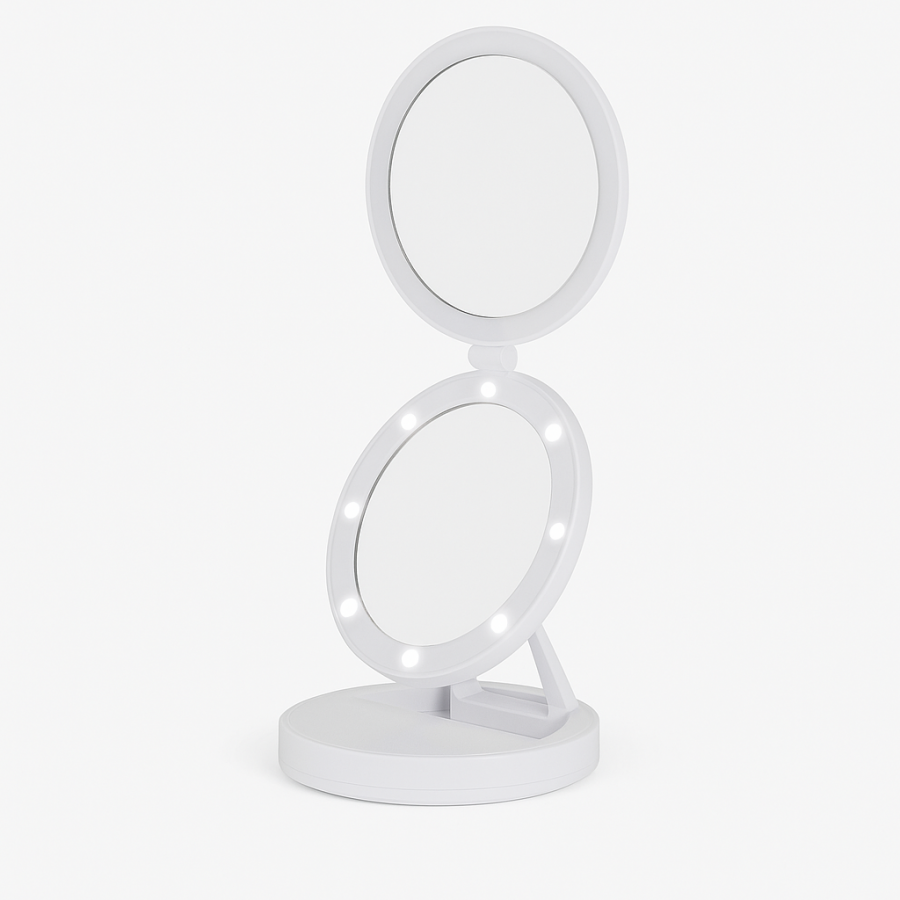 Складное круглое зеркало с LED-подсветкой Large LED Mirror WO-29 (5-кратное увеличение)
