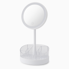 Кругле дзеркало з LED-підсвічуванням та органайзером XH-086 (26 LED, 90°, 150 мм,)