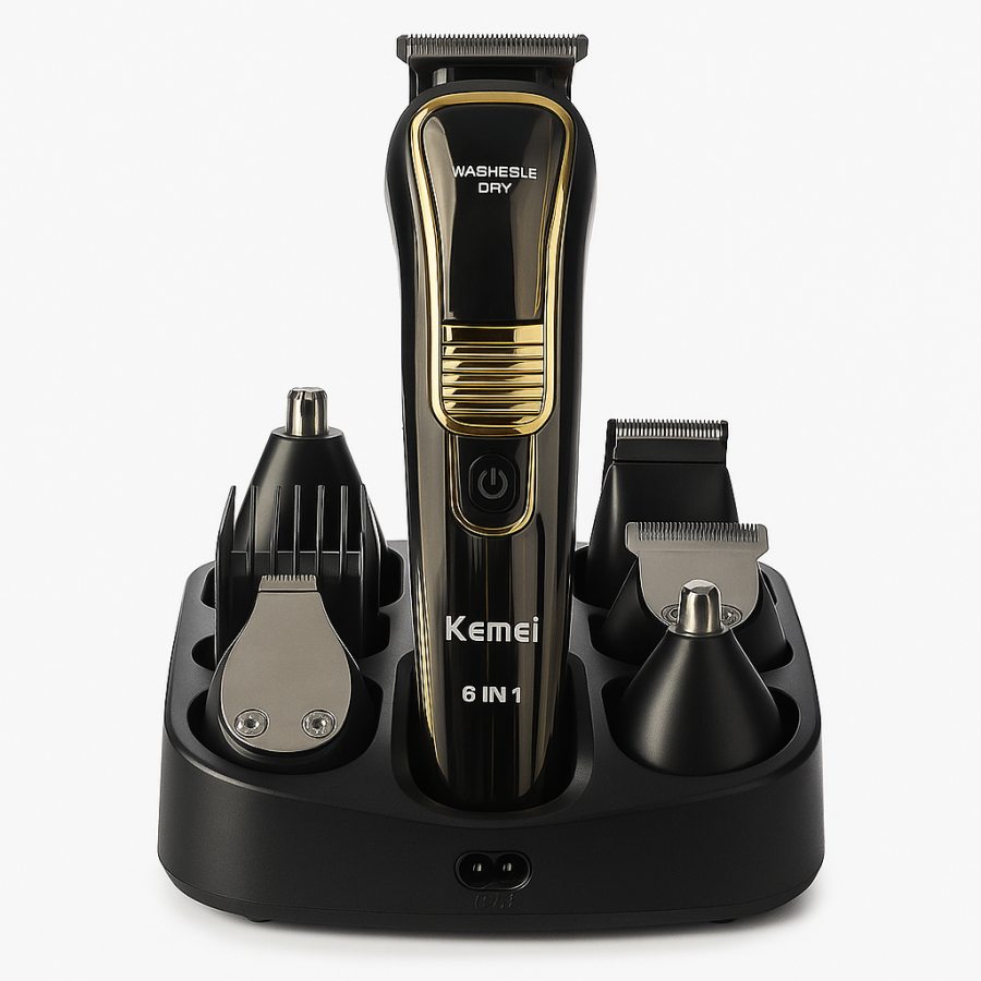 Машинка для стрижки Kemei KM-5900 6 в 1 (вологозахищена, з насадками)