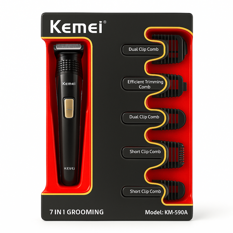 Машинка для стрижки Kemei KM-590A 7 в 1 (універсальний тример з насадками)
