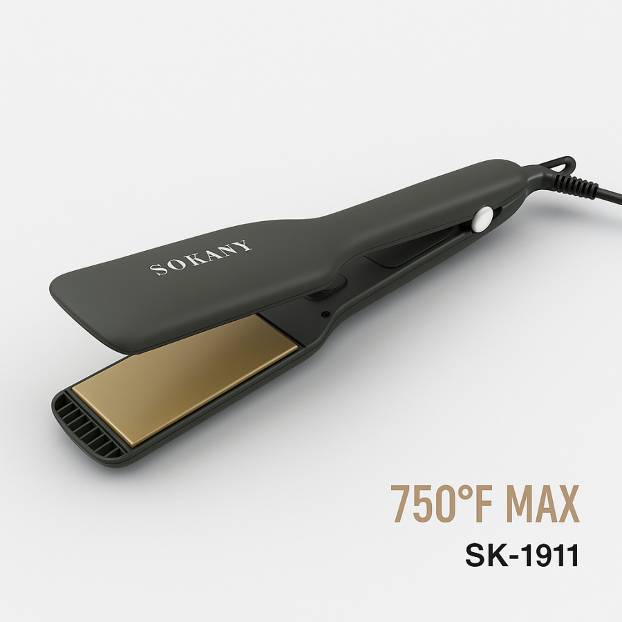 Утюжок для волос SOKANY SK-1911 с керамическими пластинами и нагревом до 750°F — для сухих и влажных волос
