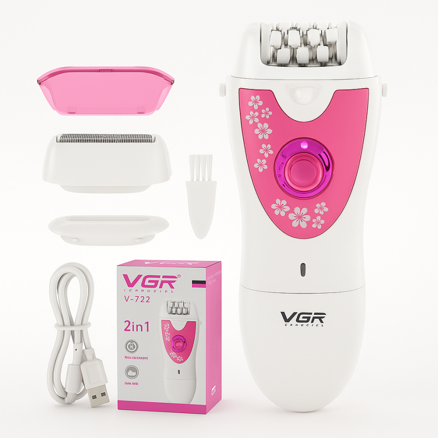 Эпилятор VGR V-722 — 2 в 1, триммер + эпилятор, беспроводной, с подсветкой, USB