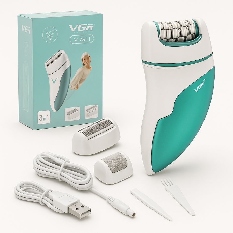 Эпилятор VGR V-731 — 2 в 1, женский триммер и бритва, LED-дисплей, USB зарядка