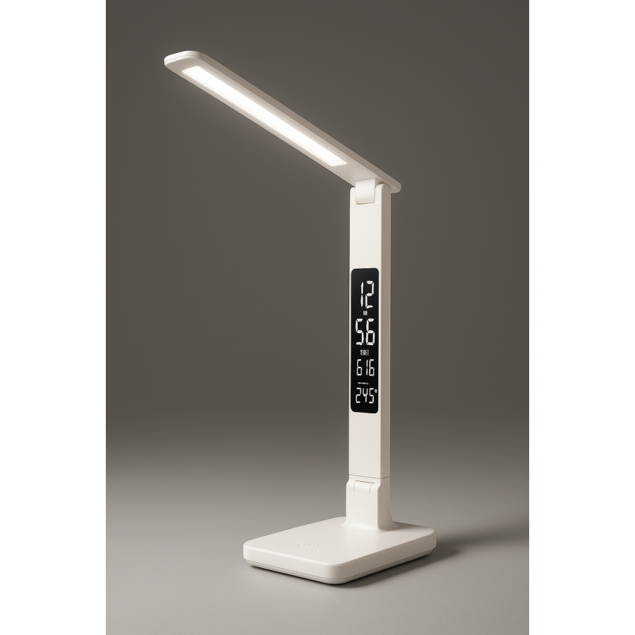 Настільна LED лампа 868S з годинником та акумулятором для навчання та офісу