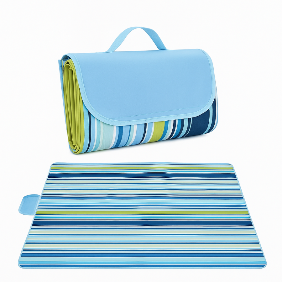 Складной водонепроницаемый коврик-подстилка для пикника 150×200 см (полосатый)