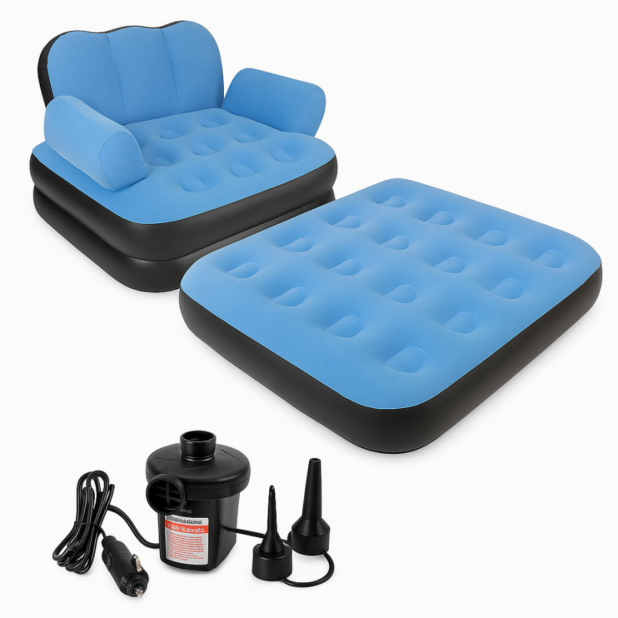 Надувной диван-кровать XL-113 2-в-1 с подлокотниками и насосом для отдыха и сна