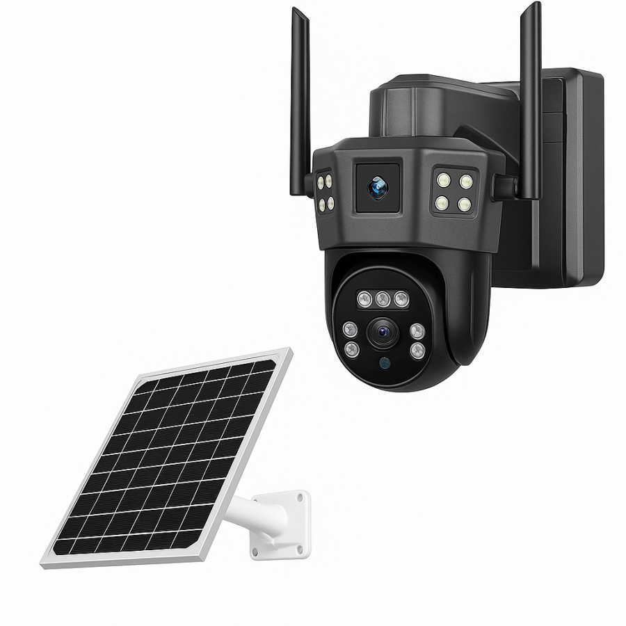 Wi-Fi поворотна 360° камера TP18 6MP із сонячною панеллю та підтримкою V380Pro, чорна