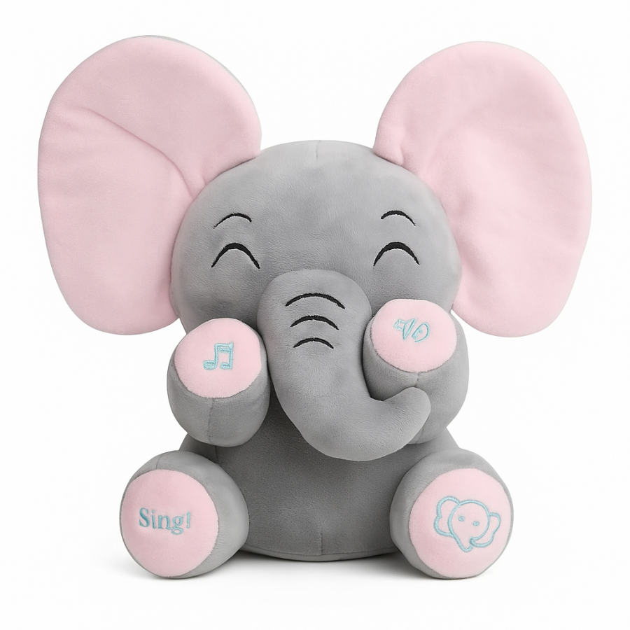 Музыкальная развивающая игрушка слон HA-161, плюшевая, играет в прятки, интерактивная