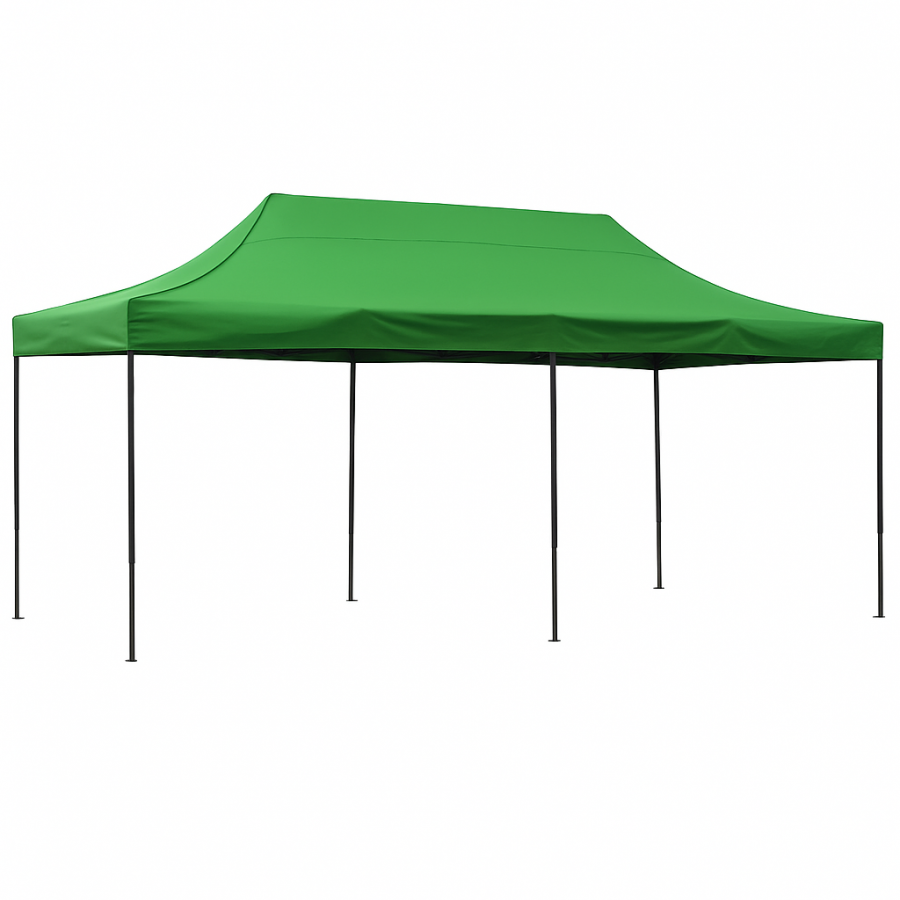 Шатёр гармошка 3×6 м — складной тент для торговли, ярмарок, выставок, зеленый