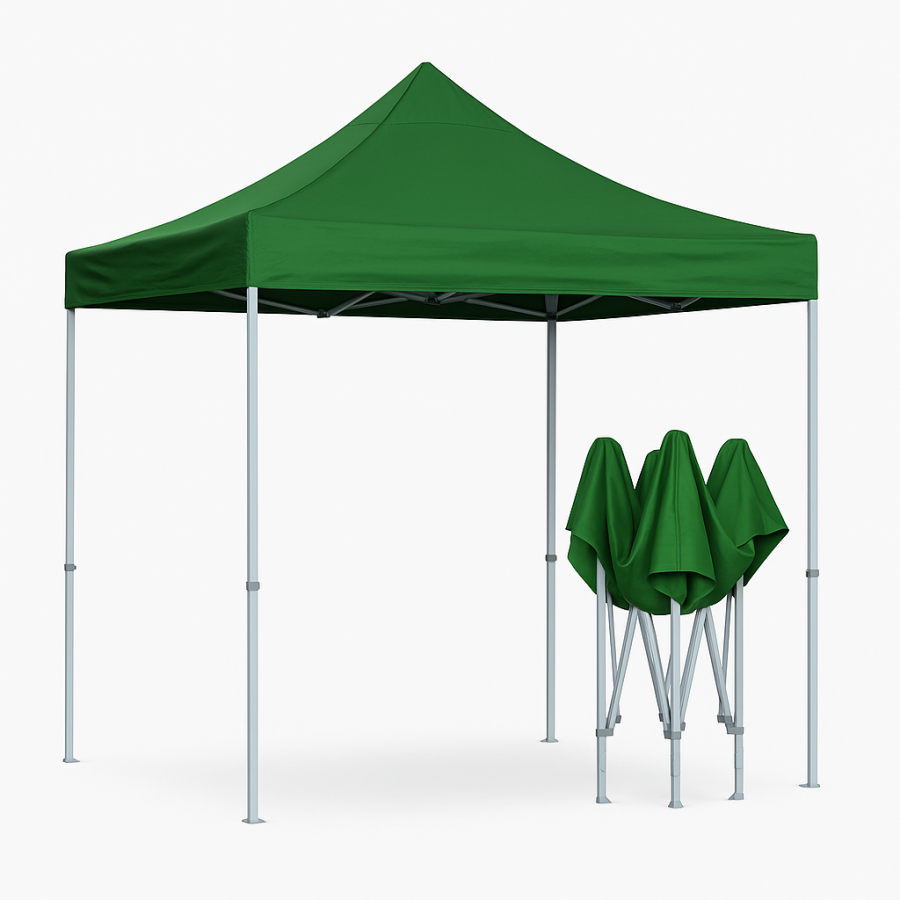 Шатёр торговый 3×3 м с усиленным каркасом — складной шатёр гармошка для ярмарок, выставок, торговли зеленый