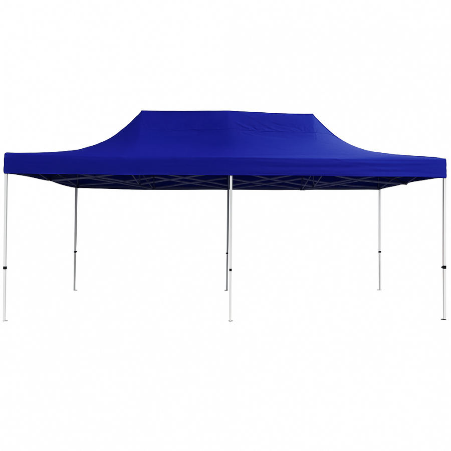 Торговая палатка 3×6 м с усиленным каркасом — складной шатёр гармошка для выставок, ярмарок и торговли синия