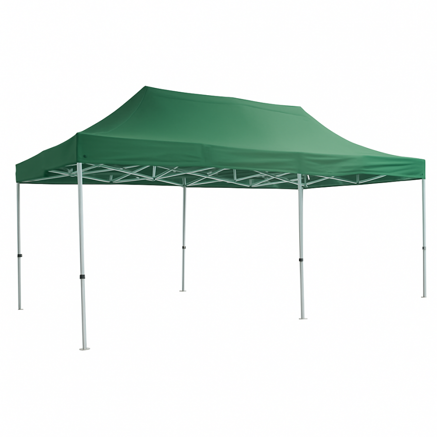 Торговая палатка 3×6 м с усиленным каркасом — складной шатёр гармошка для выставок, ярмарок и торговли зеленая