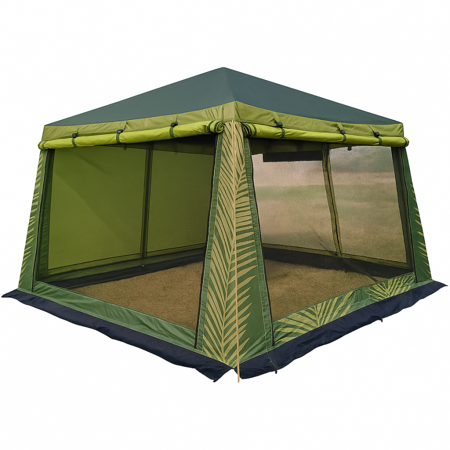 Шатёр туристический 1628D с москитной сеткой и юбкой, усиленный каркас, 2 входа