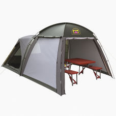 Палатка туристическая 2579 с тамбуром, москитной сеткой и навесом — 470×250×190 см