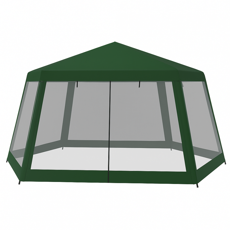 Шестигранная палатка-беседка 470×400×245 см с москитной сеткой модель 2901